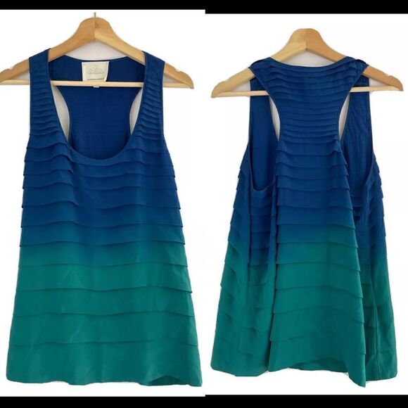 Madison Marcus- Ombre Razorback Tiered Silk Tank Sleeveless Top, Size XS - Picture 1 of 11